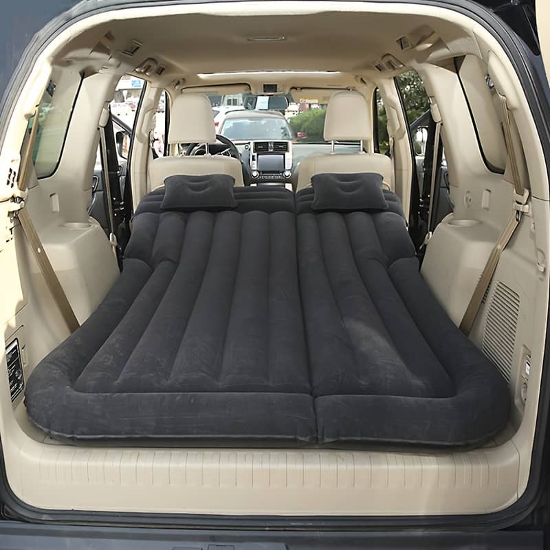 2-person Portable Car Air Mattress – Foldable Suv Rear Seat Travel Bed With Pillows, Repair Kit & Storage Bag – Pvc & Flocking, Black – Ideal For Camping & Road Trips Air Mattresses Shop Online at Dubai Trades 2