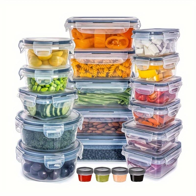 20-piece Leakproof Kitchen Storage Container Set, Microwave Safe, Bpa Free Plastic, Rectangle Shape With Closure For Grain, Lunch, Snacks, Food Organization, And Travel Use Containers Shop Online at Dubai Trades 2