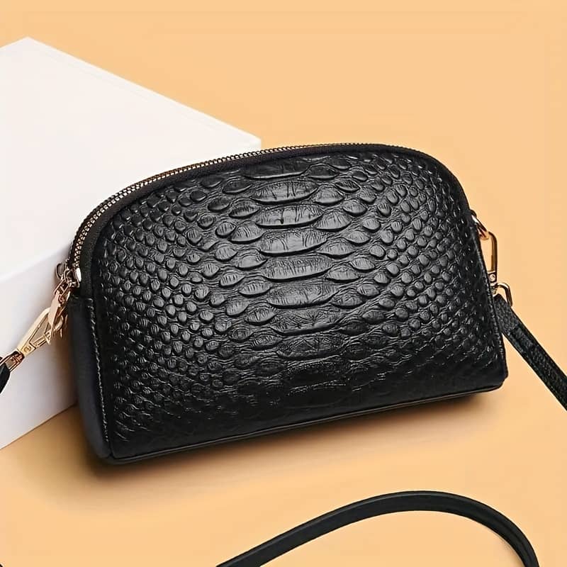 2023 Fashion Embossed Leather Shoulder Bag For Women, Solid Color Crossbody Shell Phone Purse With Zipper Closure, Polyester Lined, Painted – Black Clothing, Shoes & Jewelry Shop Online at Dubai Trades 2
