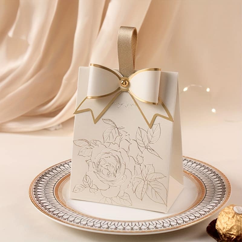 20pcs Champagne & Silvery Foil Floral Chocolate Candy Boxes With Bowknots – Leather Handheld Gift Boxes For Birthdays, Weddings, Anniversaries & Celebrations Gift Boxes Shop Online at Dubai Trades 2
