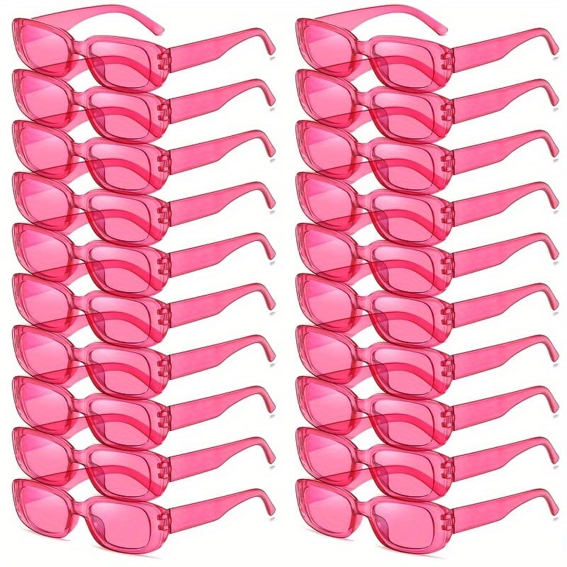 20pcs New Women Square Glasses Fashion And Jelly Colored Glasses Pink Glasses Suitable For Party Dressing Matching Accessories Shop Online at Dubai Trades 2