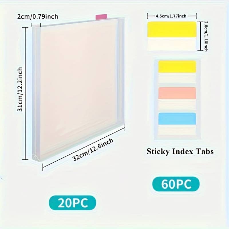 20pcs Scrapbook Paper Storage Clear 12 X 12 Paper Storage Organizer With 60 Sticky Index Tabs For Scrapbook Paper, Vinyl, Paper, Card Stock File & Folder Accessories Shop Online at Dubai Trades 2