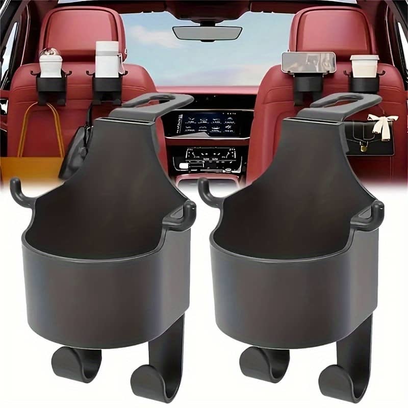 2pcs Car Back Hooks With Built-in Cup Holders – Auto Interior Organizer Accessories Automotive Shop Online at Dubai Trades 2