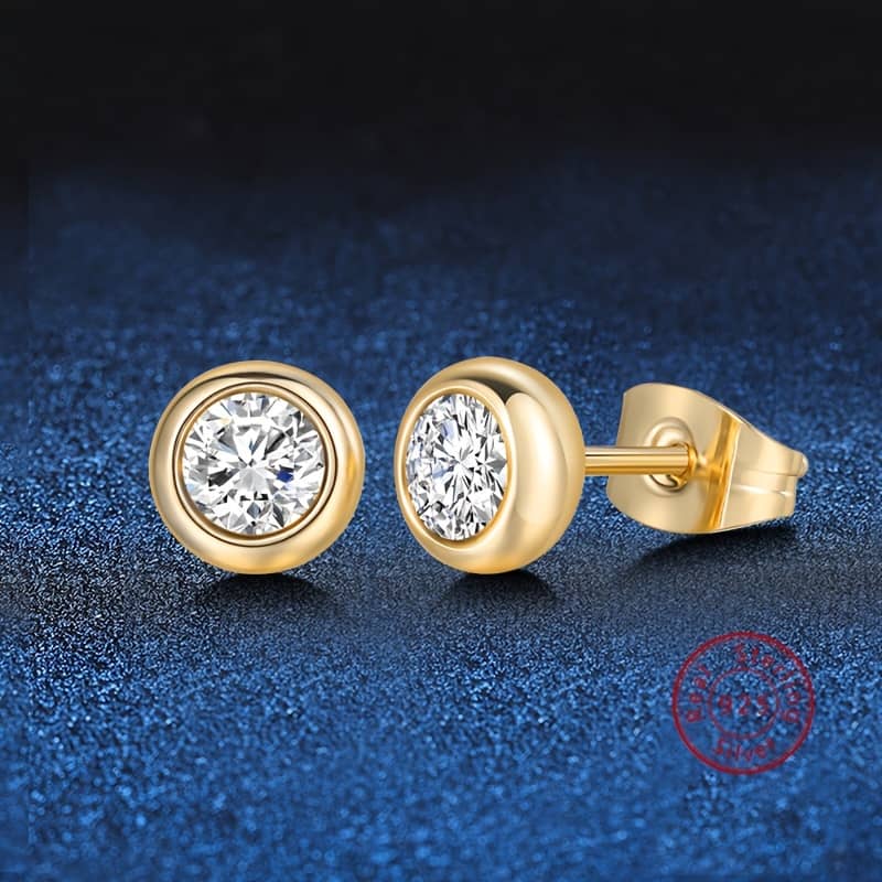 2pcs Elegant 0.5 Carat Moissanite Stud Earrings, 18k Golden Plated 925 Sterling Silver, Iced Bling Bridal Wedding Party Jewelry, Valentine’s Day Gift For Her Clothing, Shoes & Jewelry Shop Online at Dubai Trades 2