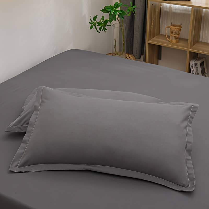 2pcs Soft & Breathable Solid Color Pillowcases – Skin-friendly, Machine Washable With Envelope Closure For Bedroom And , Bedding Shop Online at Dubai Trades 2