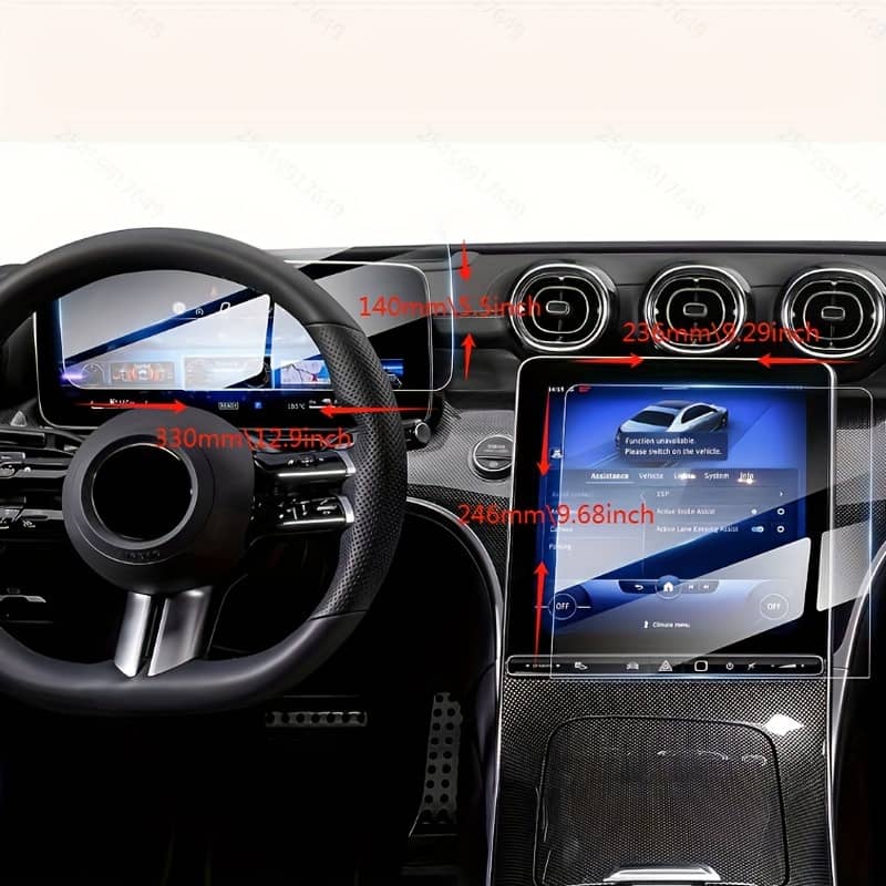 2pcs Tempered Glass Screen Protector For Mercedes 2023 20242025 For C 2022 2023 2024 202511.9 Inch Center Display Touch Screen & 12.3 Inch Instrument Cluster Screen Automotive Shop Online at Dubai Trades 2