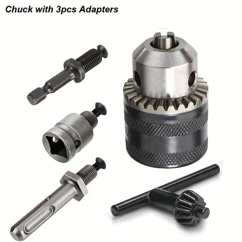 3-in-1 Drill Chuck Adapter With Sds, Hex & Socket Square – 1/16″ To 1/2″ For Impact Tools – Steel Construction – Boost Your Drilling Business, Industry & Science Shop Online at Dubai Trades 2