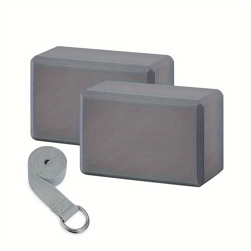 3-in-1 Eva Yoga Brick Set, Including 2 Yoga Bricks, A Stretching Strap, And A Set Of Fitness Aids For Yoga And Pilates Exercises. Blocks Shop Online at Dubai Trades 2