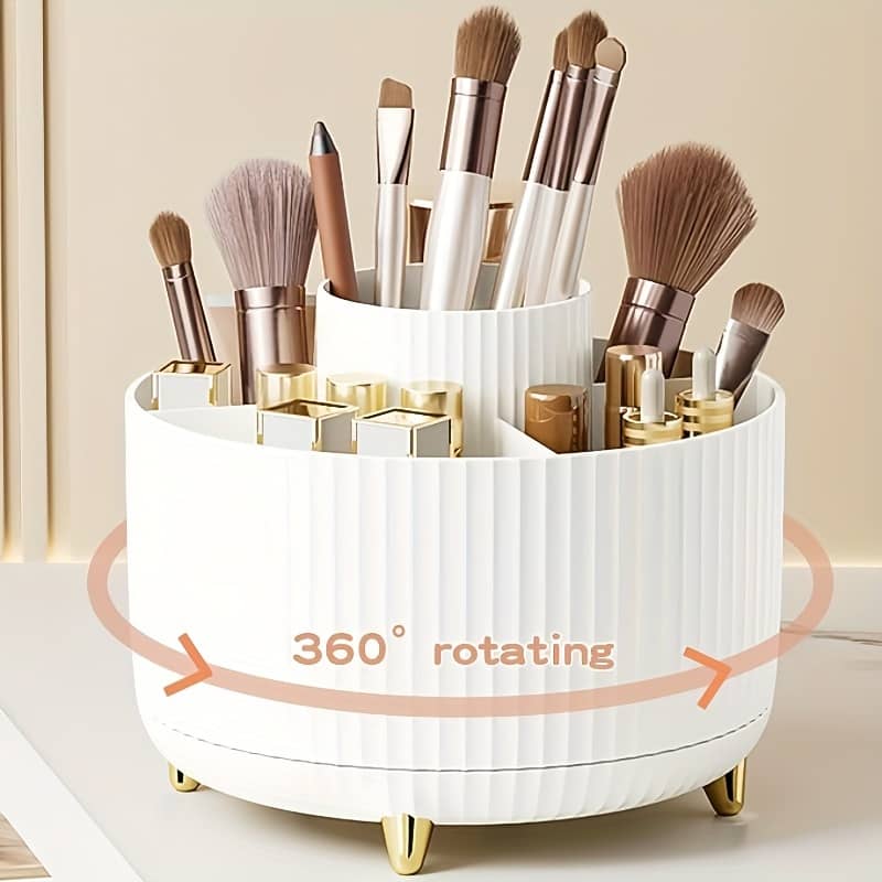 360° Rotating – 1pc Plastic Cosmetic Storage With 5 Compartments – -functional For , Lipsticks, Products, And Stationery – Unscented Desk With Design Bags & Cases Shop Online at Dubai Trades 2