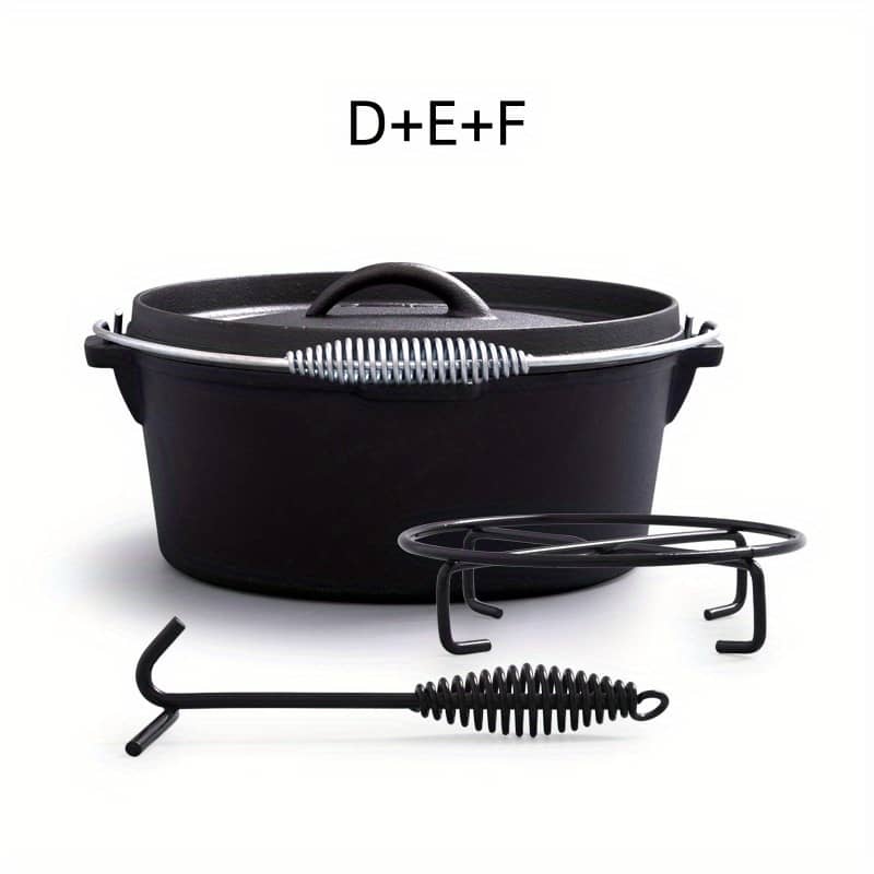 3/7pcs Cast Iron Dutch Oven Cooking Set With Vintage Carrying Wood Box, Cast Iron Camping Kitchen Cookware Bakeware Skillets & Square Grill Pan For Ourdoor Home Bbq Baking Barbecue Tool Sets Shop Online at Dubai Trades 2