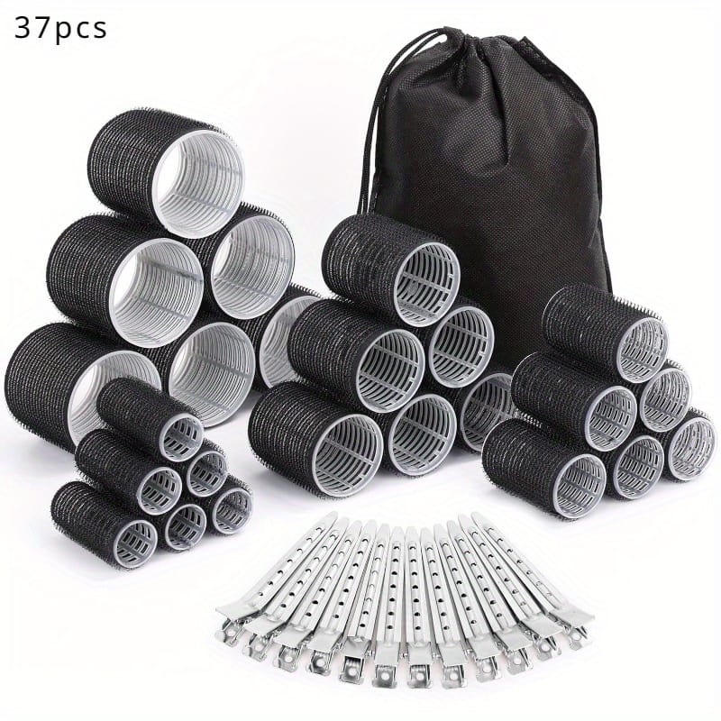 37pcs Hair Styling Kit: 24 Rollers In 4 Sizes, 12 Clips & Storage Bag – All Hair Types, Hair Accessories, Curler Set, Suitable For Long, Medium Short, Thick, Thin Beauty & Personal Care Shop Online at Dubai Trades 2