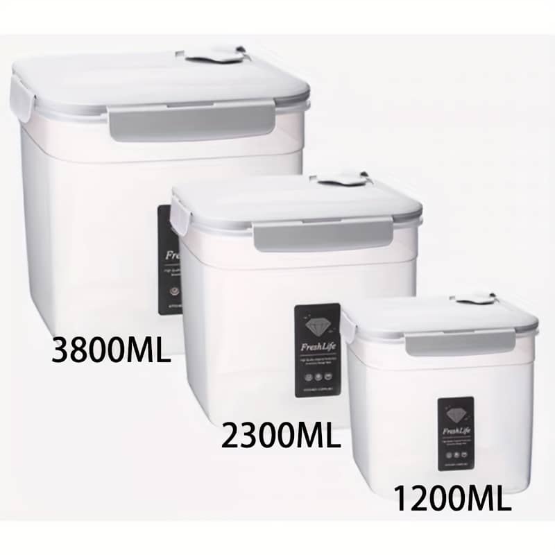3pcs Airtight Food Storage Containers – Transparent Plastic, Stackable With Lids, Microwave Safe, For Snacks, Grains, Nuts & Dried Fruits – 1200/2300/3800ml, Kitchen Organization Food Jars & Canisters Shop Online at Dubai Trades 2