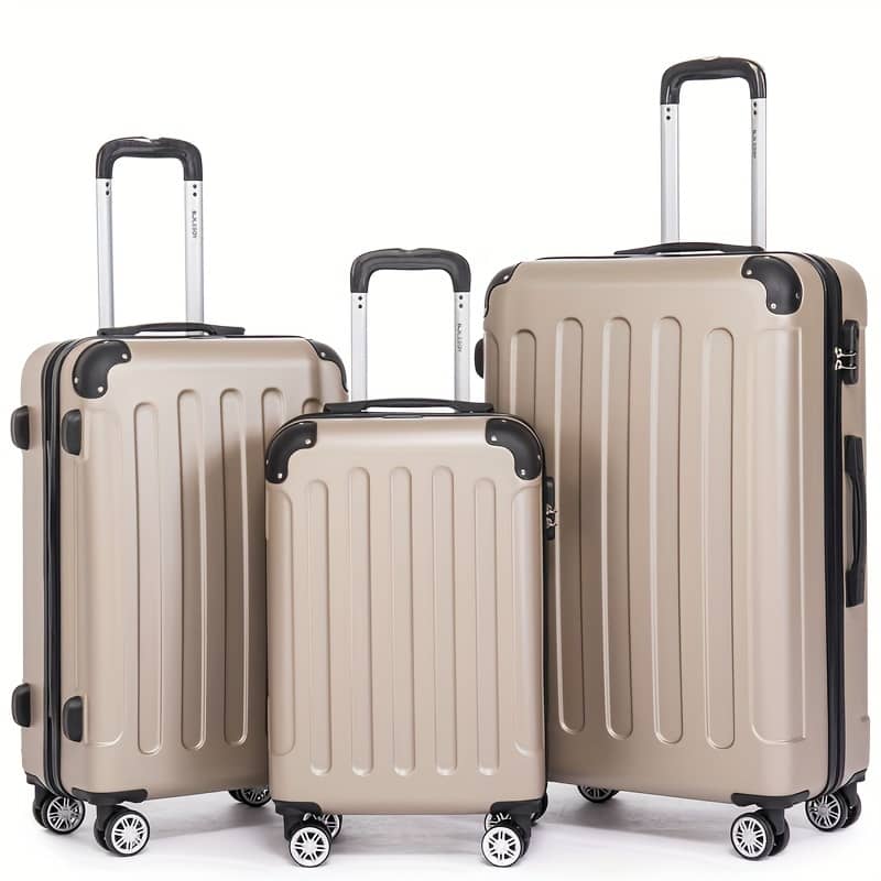 3pcs Beige Hard Shell Luggage Set – 20″, 24″, 28″ Suitcases With Spinner Wheels, , And Polyester Interior For And Business Trips, Luggage For Travel Clothing, Shoes & Jewelry Shop Online at Dubai Trades 2