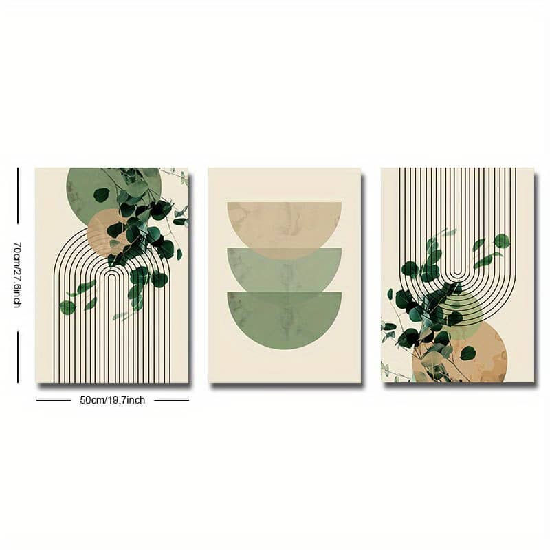 3pcs Boho Green Plant Eucalyptus Leaf Geometry Graphic Art Poster – Retro Canvas Print For Modern Wall Decor In Living Room And Home Home & Kitchen Shop Online at Dubai Trades 2