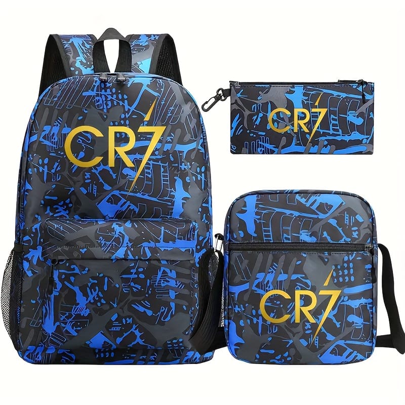 3pcs Cr7 Polyester Backpack Set – , Lightweight School Bags With Crossbody Bag & Pencil Case, Zipper Closure, Hand Washable For , School Bag | Accessories| Polyester Clothing, Shoes & Jewelry Shop Online at Dubai Trades 2