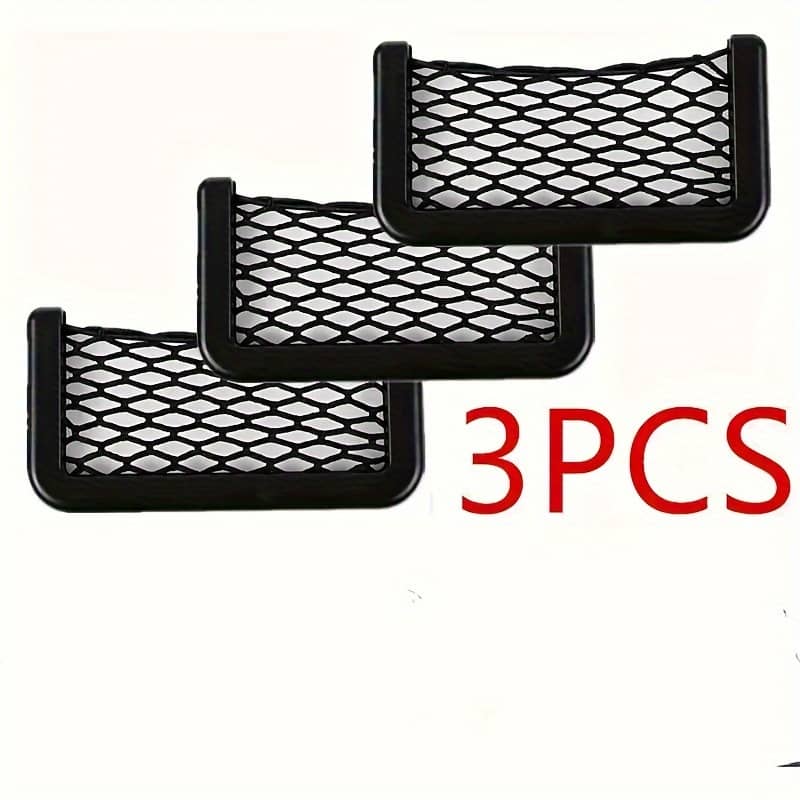 3pcs Durable Plastic Car Seat Side Storage Mesh Bags With Double-sided Elastic Rope For Vehicle Organization Automotive Shop Online at Dubai Trades 2