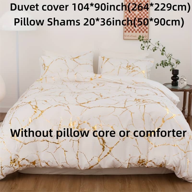 3pcs Duvet Cover Set, Polyester Bronzing Bedding Set, Soft Comfortable Skin-friendly Duvet Cover, For Bedroom, Guest Room (1*duvet Cover + 2*pillowcase, Without Core) Bedding Shop Online at Dubai Trades 2