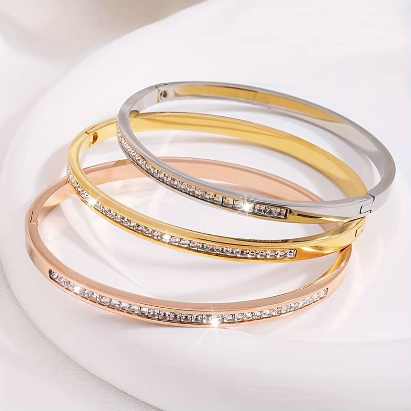 3pcs Individual Exquisite Design Steel Single Row Drill Bracelet Suitable For Holiday Gifts Bracelets Shop Online at Dubai Trades 2