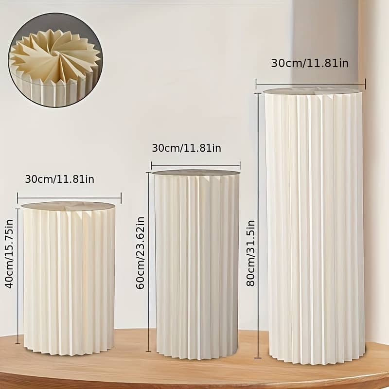 3pcs Of Display Stand Wedding Folding Cylindrical Paper Roman Column Folding Ornaments Shopping Mall Window Birthday Party Layout Arts, Crafts & Sewing Shop Online at Dubai Trades 2