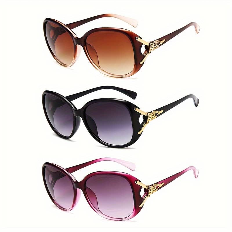 3pcs Oval Large Frame Women’s Fashion Glasses Retro Luxury Light Decorative Glasses Accessories Shop Online at Dubai Trades 2