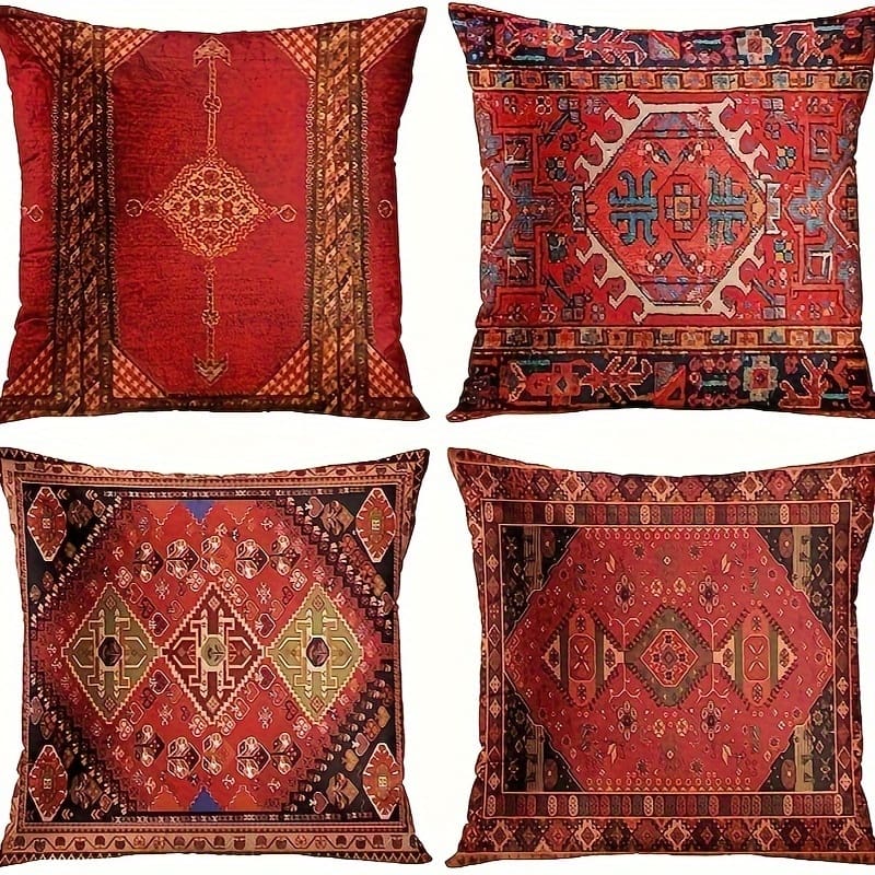 4-pack Vintage Soft Double-sided Printed Throw Pillow Covers, 18×18 Inches, Decorative Sofa Cushions Case For Living Room, Outdoor, Car – Retro And Bedding Shop Online at Dubai Trades 2