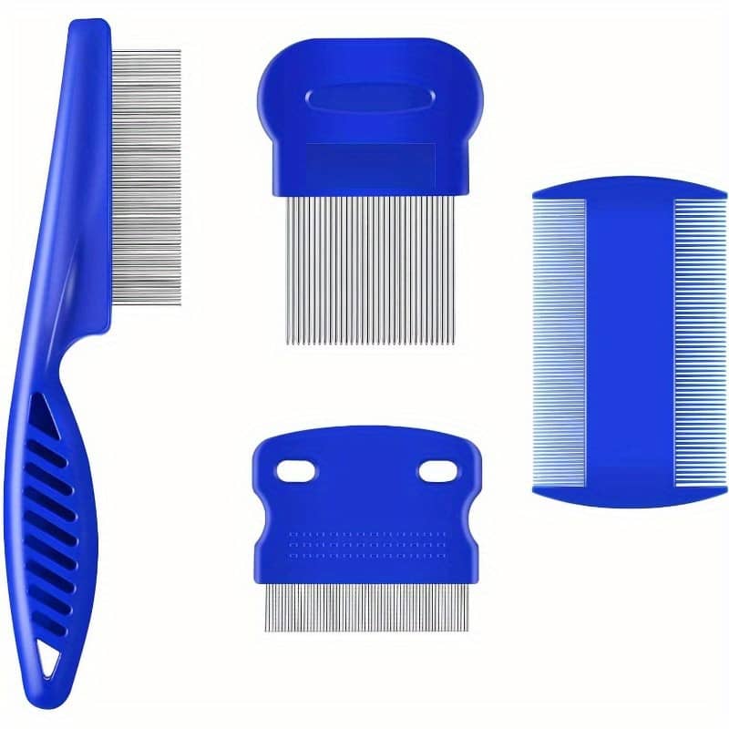 4pcs Flea Comb, Stainless Steel Round Teeth Comb, Double Sided Professional Pet Tear Stain Remover, Pet Stain Removal Tool For Small, Medium And Large Dog Combs Shop Online at Dubai Trades 2