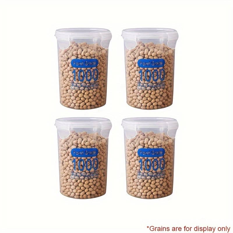 4pcs Plastic Storage Canisters With Lids, Food Grade Polypropylene Material, Clear Food Storage Container For Noodles Flour Cereal Rice Sugar Tea Coffee Beans Food Jars & Canisters Shop Online at Dubai Trades 2