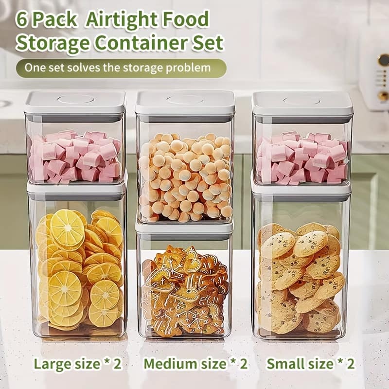 4pcs/6pcs Food Seal Storage Containers For Cereals, Flour, Sugar, Pasta, Coffee Beans, Easy Locking Lids For Kitchen Pantry Organization And Storage. Food Jars & Canisters Shop Online at Dubai Trades 2