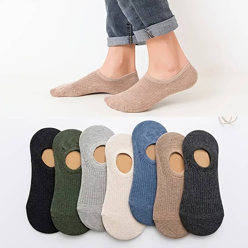 5 Pairs Of Men’s Boat Socks, Short Anti-odor Silicone Non-slip Summer Thin Breathable Invisible Low-cut Socks. Clothing Shop Online at Dubai Trades 2