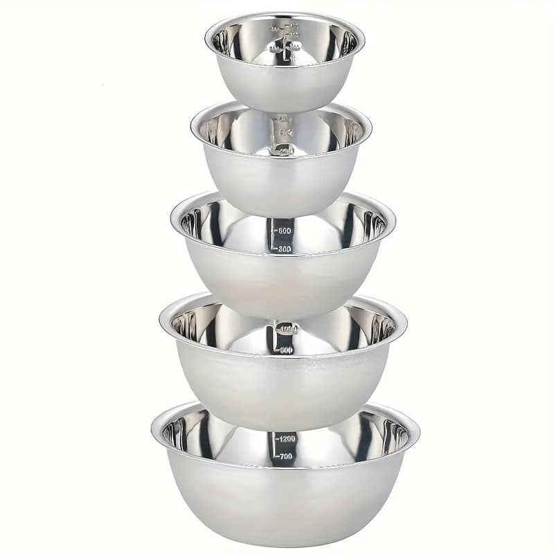5-piece Stainless Steel Mixing Bowl Set With Non-slip Base – Durable, Food-safe Bowls For Kitchen Use Bowl Sets Shop Online at Dubai Trades 2