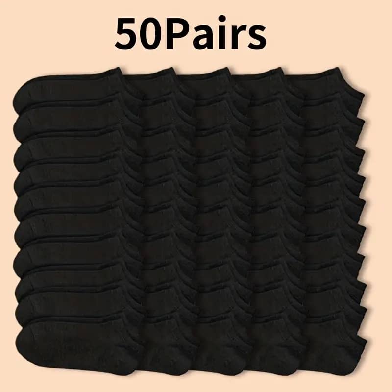 50pcs No-show Socks – Breathable, Lightweight Polyester For | Black, White & Gray Clothing Shop Online at Dubai Trades 2