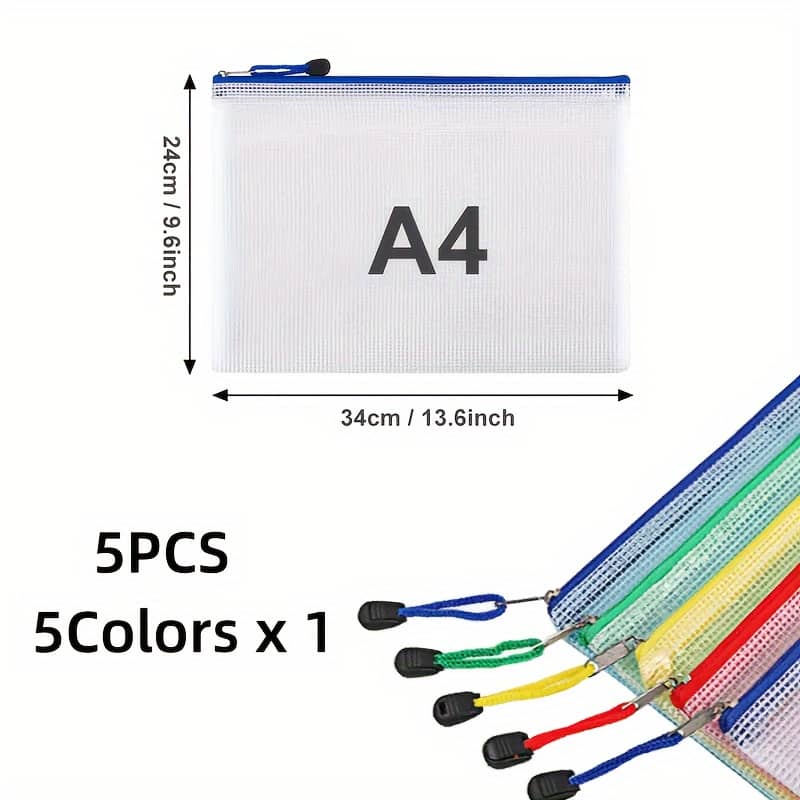 5/10/20pcs Multipurpose Mesh Zipper Bags In 5 Colors – Ideal For Travel, School, Board Games, And Office Supplies – Storage Solution For Stitch, Puzzles, A4/a5 Bag Education & Crafts Shop Online at Dubai Trades 2