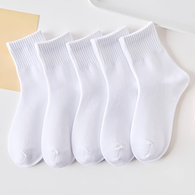 5/6 Pairs Men’s Mid-calf Socks – , Polyester And Spandex Blend, Ribbed Cuff, Fit, Machine Washable, Ideal For Casual Attire Clothing Shop Online at Dubai Trades 2