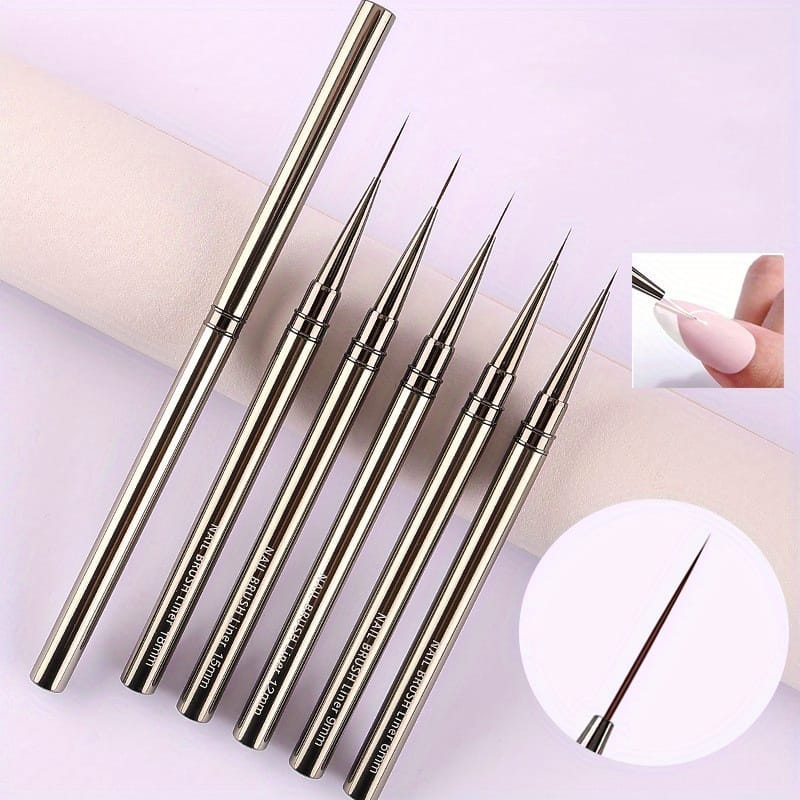 5pcs Precision Nail Art Brush Set – Metal Handle, Uv Gel & Polish Liner Brushes For Stripes, Flowers & Leaves, Sizes 6/9/12/15/18mm – Diy & Professional , Nail Tips Beauty & Personal Care Shop Online at Dubai Trades 2