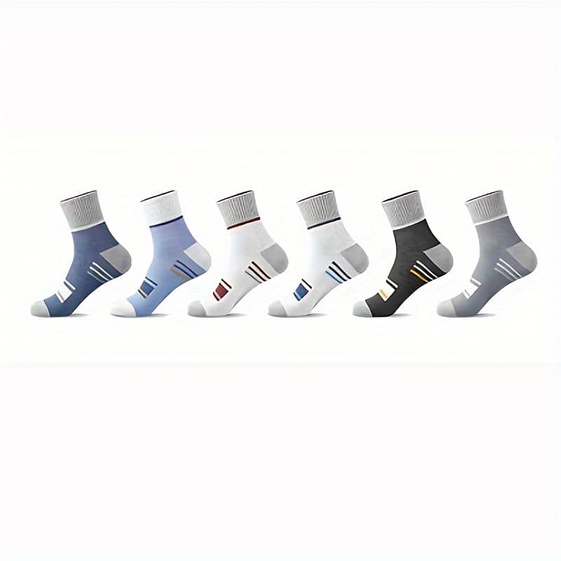 6 Pairs Of Men’s Anti Odor & Sweat Absorption Simple Crew Socks, Comfy & Breathable Socks, For Daily & Outdoor Wearing, Autumn & Winter Clothing Shop Online at Dubai Trades 2
