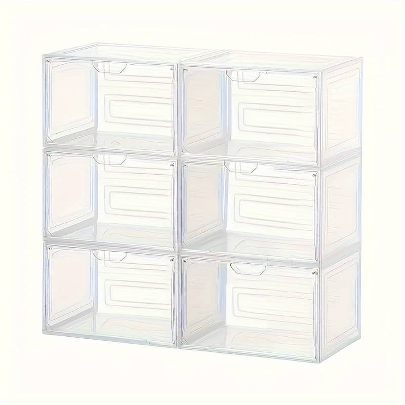 6-pack Clear Plastic Shoe And Hat Storage Organizer With Magnetic Closure, Waterproof Rectangle Stackable Sneaker Display Case, Multipurpose Closet Organizer Accessory Organizers Shop Online at Dubai Trades 2
