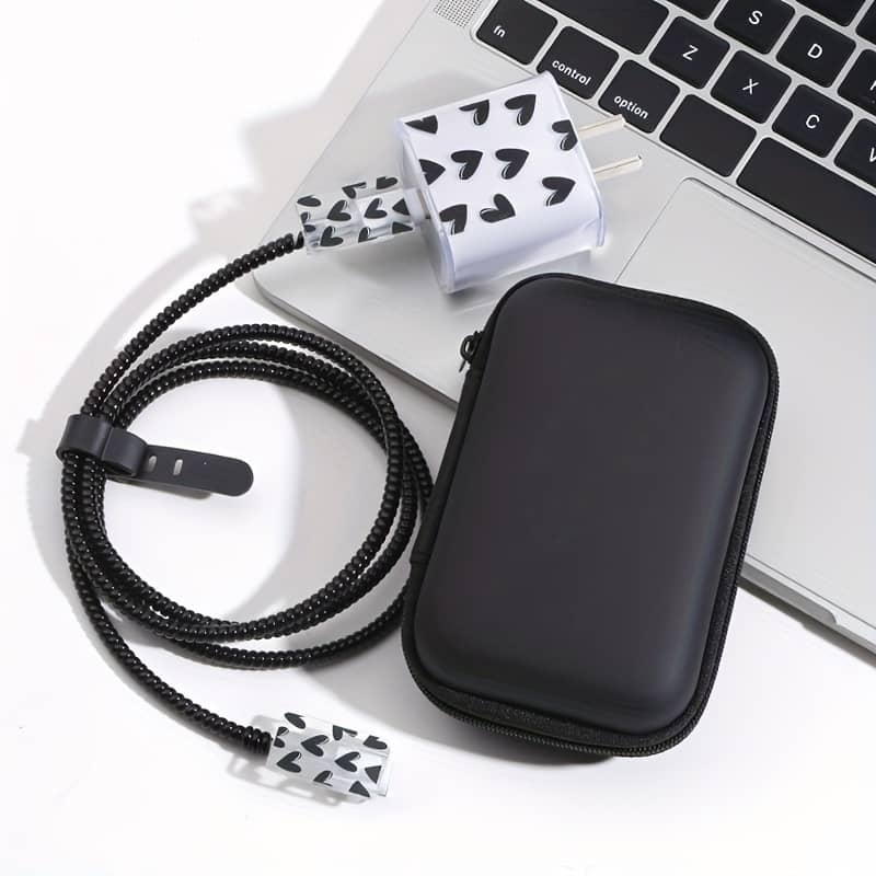 6-piece Data Cable Organizer Set For 20w Fast Charging, Tpu Protective Cases And Cord Management Kit With Cable Clips And Cord Holder Accessories Shop Online at Dubai Trades 2