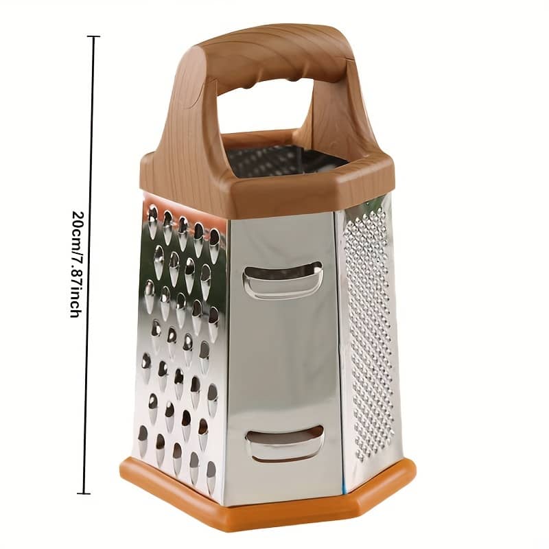 6-sided Multifunctional Vegetable Grater – Manual Stainless Steel Kitchen Slicer For Fruits And Vegetables, Potato Carrot With Wooden Handle Graters, Peelers & Slicers Shop Online at Dubai Trades 2