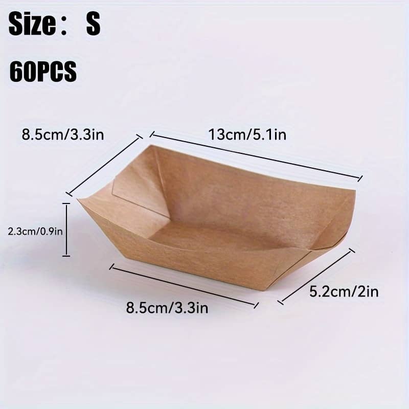 60pcs Heavy-duty Paper Food Trays – Disposable Serving Boats For , , , Tacos, Bbq, Popcorn – Parties, Picnics, Weddings (brown), , Food Trays Disposables Shop Online at Dubai Trades 2