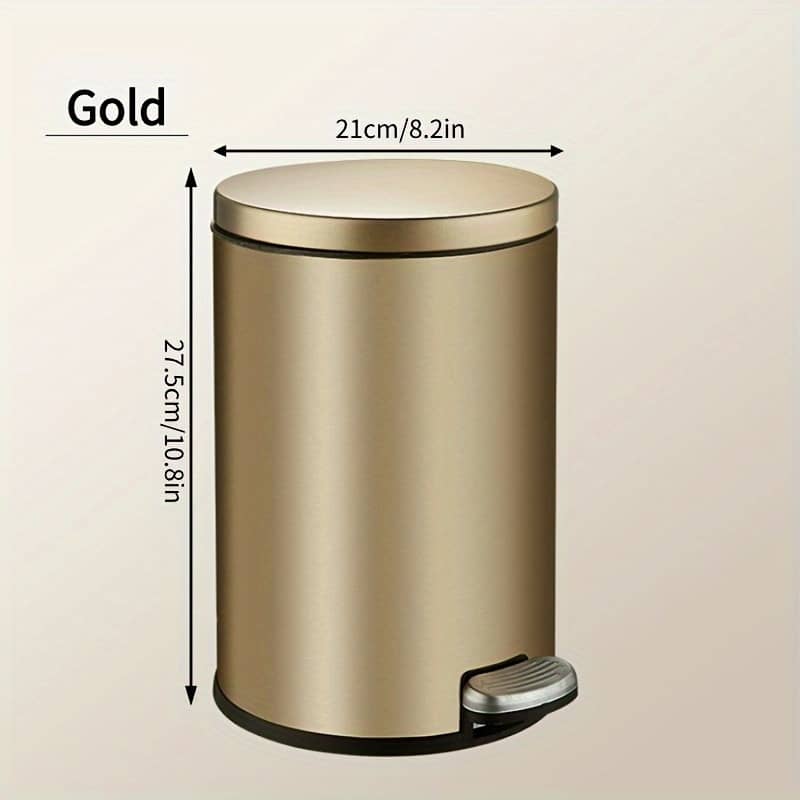 6l Golden Stainless Steel Trash Can – Quiet-close, Round Waste Bin For Kitchen, Bathroom, Bedroom, Living Room & Office, Christmas/halloween Gift Decoration Bath Shop Online at Dubai Trades 2