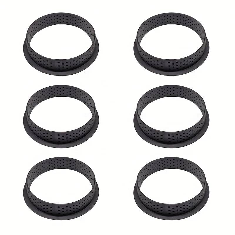 6pcs Diy Tart Rings Perforated Cake Molds Round Mousse Circle Rings French Dessert Cutter Pastry Decorating Tools Bakeware Bakeware Shop Online at Dubai Trades 2