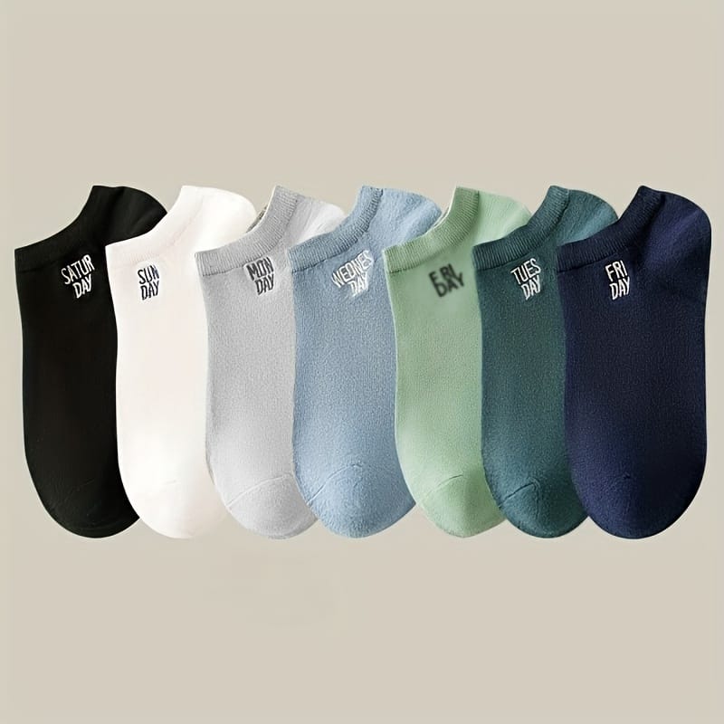 7 Pairs Of Men’s Anti Odor & Sweat Absorption Trendy Simple Low Cut Socks, Comfy & Breathable Thin Socks, For Daily & Outdoor Wearing, Spring And Summer Clothing Shop Online at Dubai Trades 2