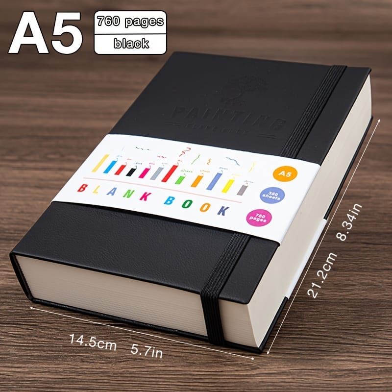 760-page Minimalist Blank Notebook – Hardcover Leather, Waterproof, With Bookmark Ribbon, Ideal For Drawing, & Daily Work Diary, Design, Journal|elegant | Leather Cover Hardcover Executive Notebooks Shop Online at Dubai Trades 2