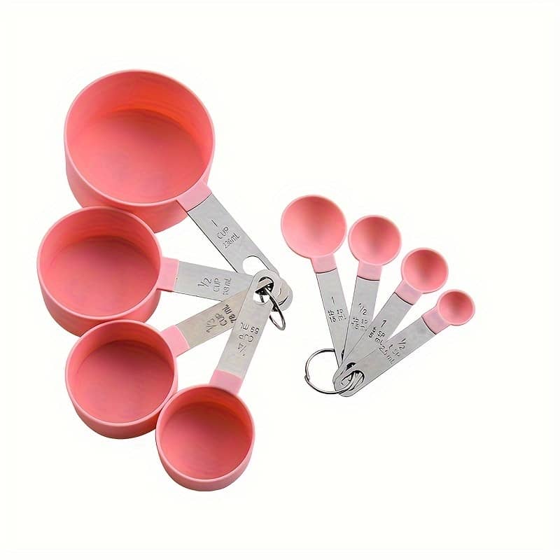 8-piece Plastic Measuring Cups And Spoons Set – Multi-functional Baking & Kitchen Tools With Stainless Steel Handles, Nesting Design For Home & Kitchen Shop Online at Dubai Trades 2