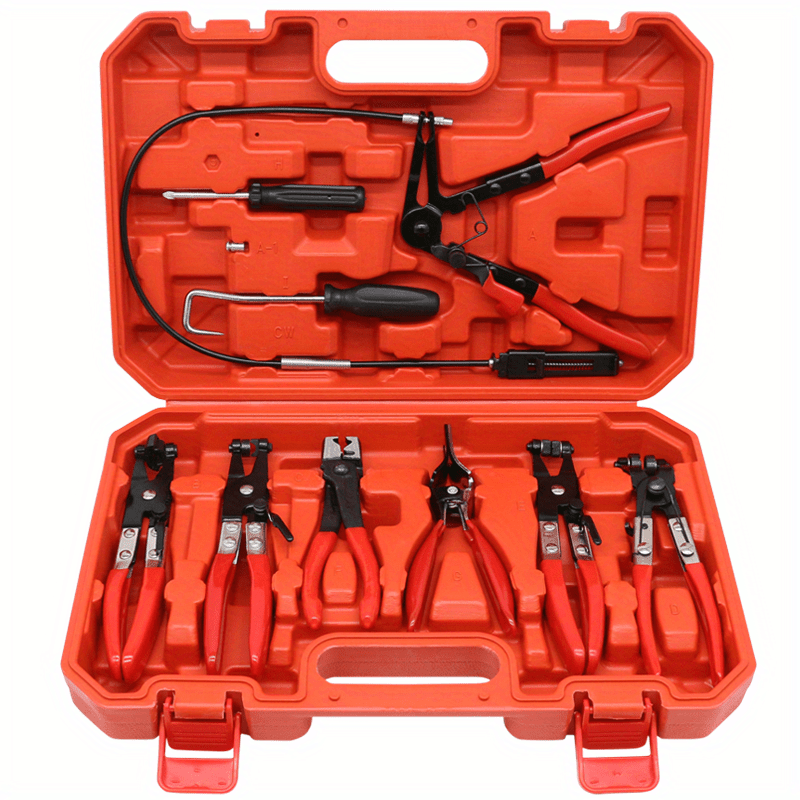 9-piece Flexible Hose Clamp Pliers Set For Automotive Fuel Water Coolant Hose Clamps, Professional Long Reach Hose Clamps Pliers Kit For External Use, Iron Construction Automotive Shop Online at Dubai Trades 2