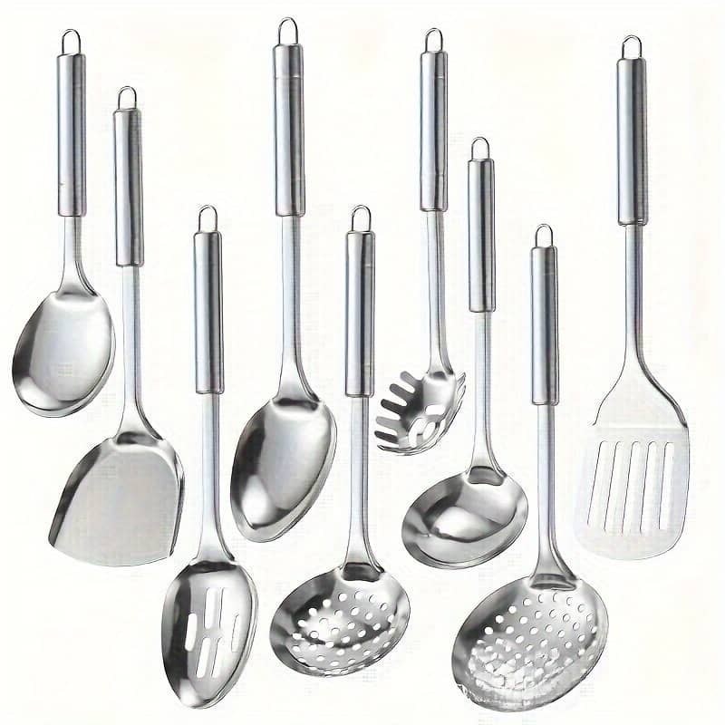 9-piece Stainless Steel Kitchen Utensil Set – Cooking & Serving Tools, , Dishwasher Safe, Essential Accessories For Business, Industry & Science Shop Online at Dubai Trades 2