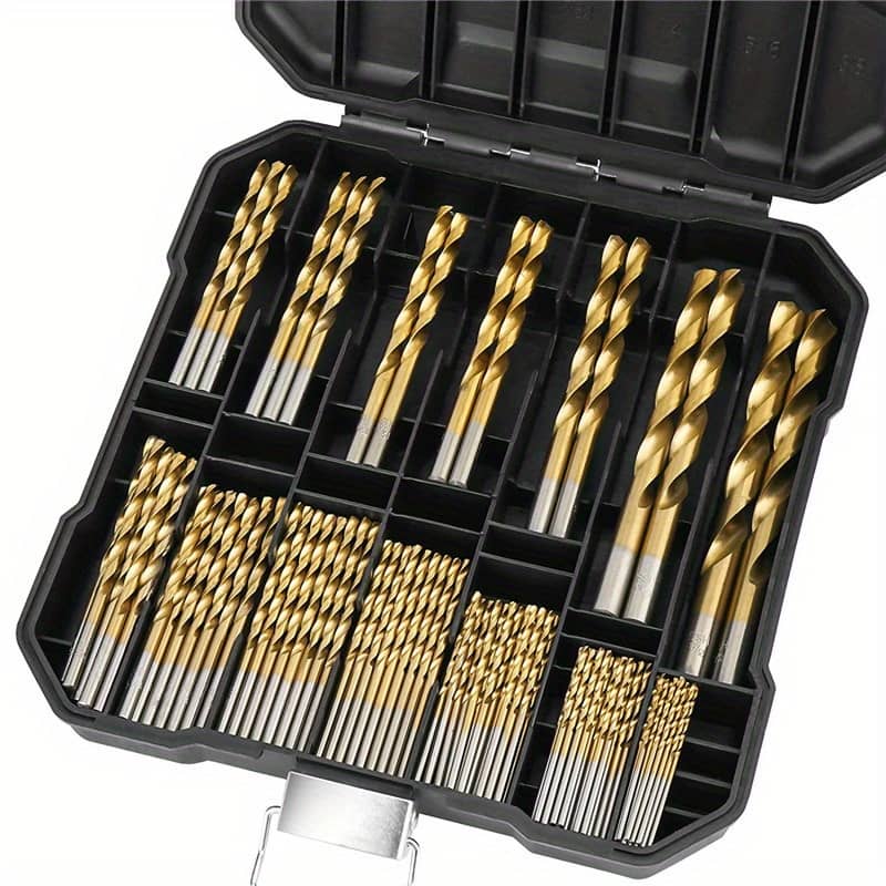 99pcs Titanium Coated High Drill Bit Set, Hss Round Shank Twist Drill Bits With Storage Case For Metal, Wood, Plastic, Aluminum Alloy – Mixed Item Sets Business, Industry & Science Shop Online at Dubai Trades 2