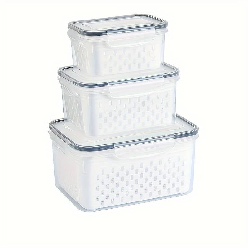 9pcs Set Large Leakproof Fridge Storage Containers With Removable Colander – Dishwasher Safe, Keeps Fruits, Vegetables, Berries & Meat Fresh Longer Home & Kitchen Shop Online at Dubai Trades 2