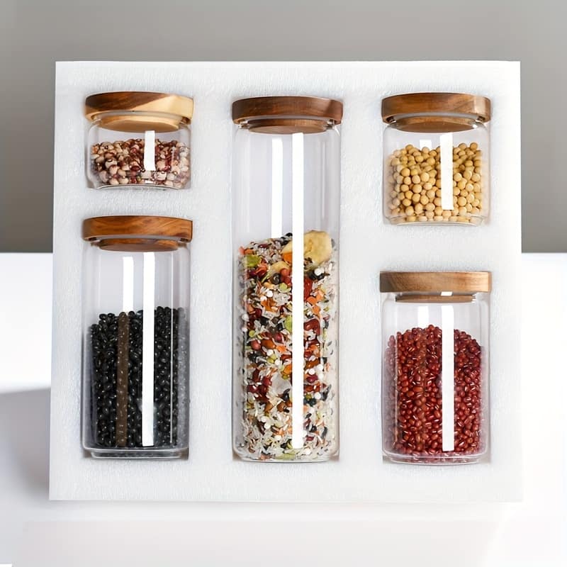 A Set Of Creative Storage Jars, Kitchen Cereals, Glass Sealed Jars, Coffee Bean Circular Sealed Glass Jars, , Safe Transportation Food Jars & Canisters Shop Online at Dubai Trades 2