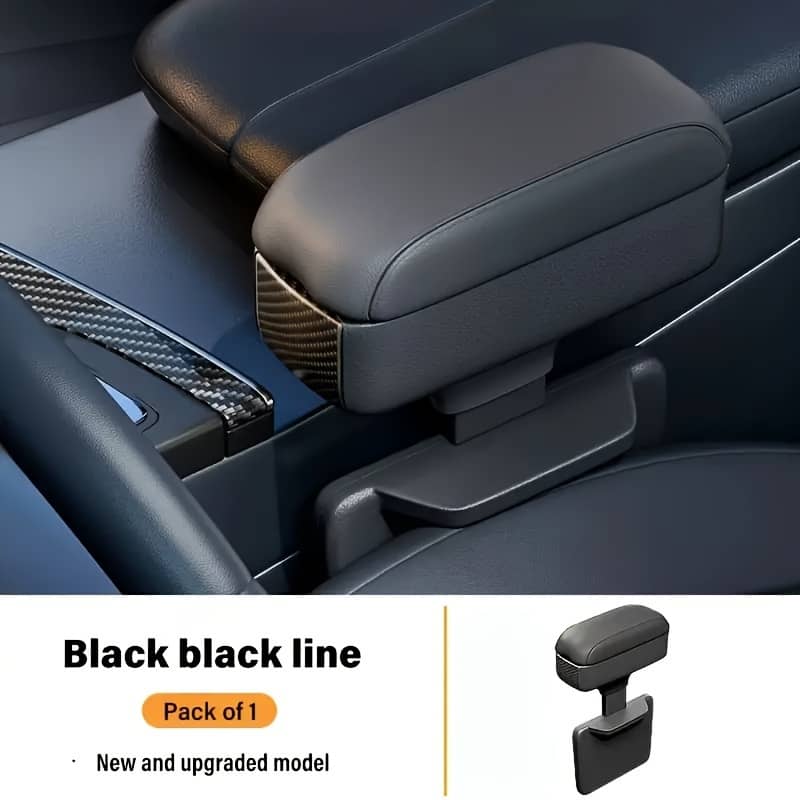 Adjustable Leather Car Armrest Box, Universal Fit Raised Pad With Storage, Ease Driving Fatigue, Multifunctional Auto Interior Accessory Automotive Shop Online at Dubai Trades 2